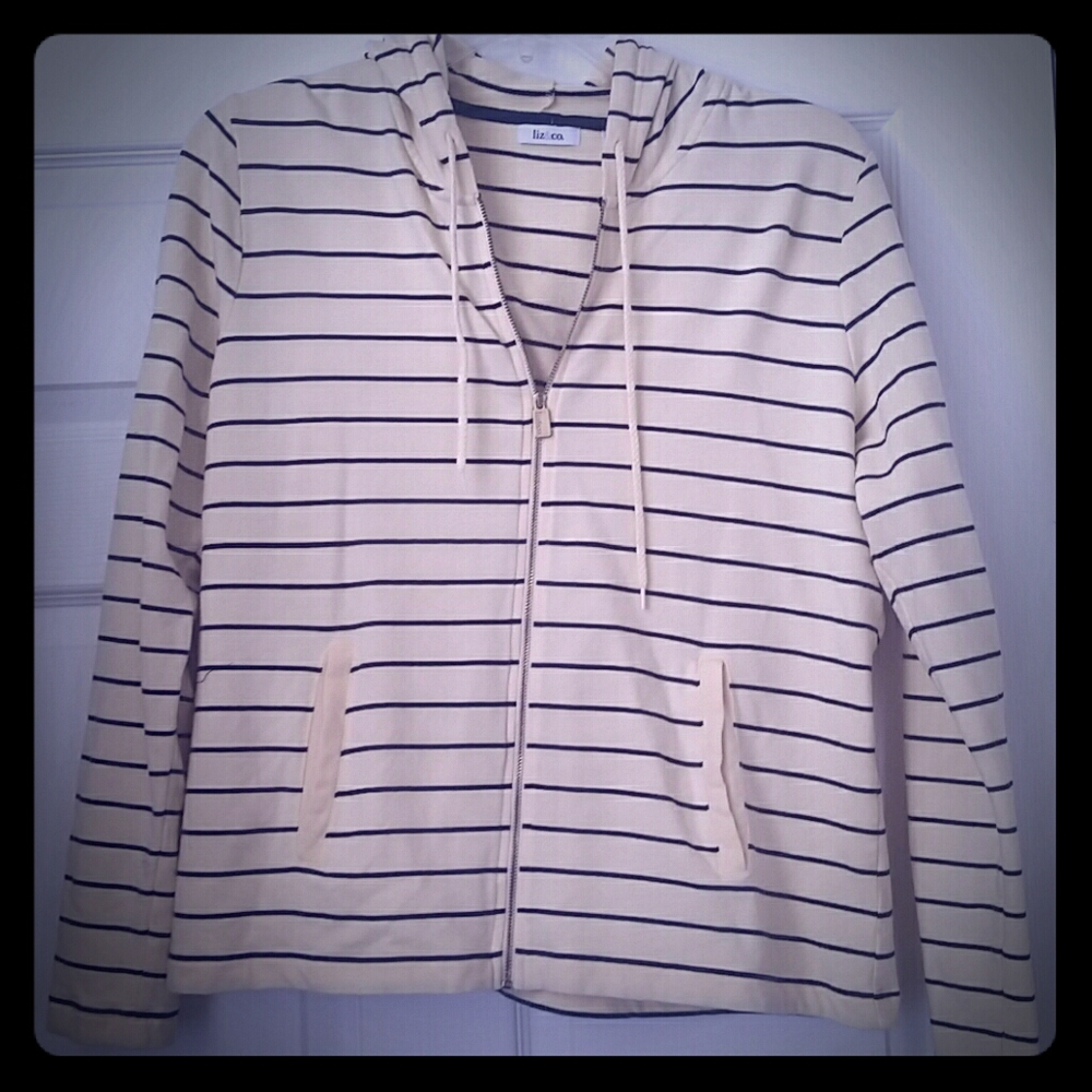 Liz & Co Yellow/Navy Pullover with Hood